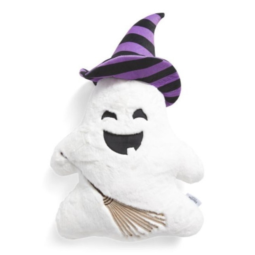 Martha Stewart Ghost Pillow 23" Plush Purple Witch Hat And Broom Halloween